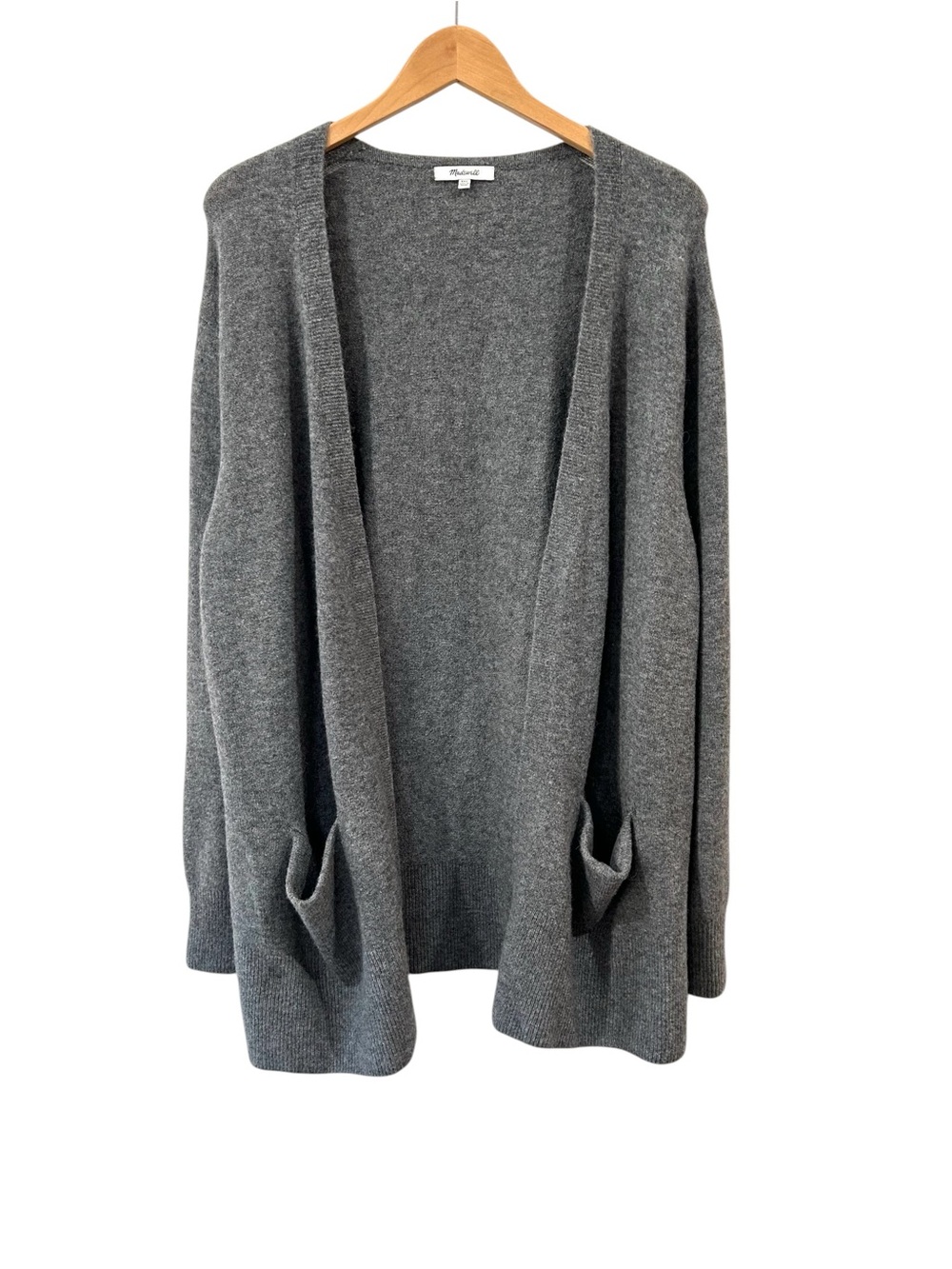 Madewell women’s Cozy Walker Cardigan XXL grey wool alpaca pockets open
